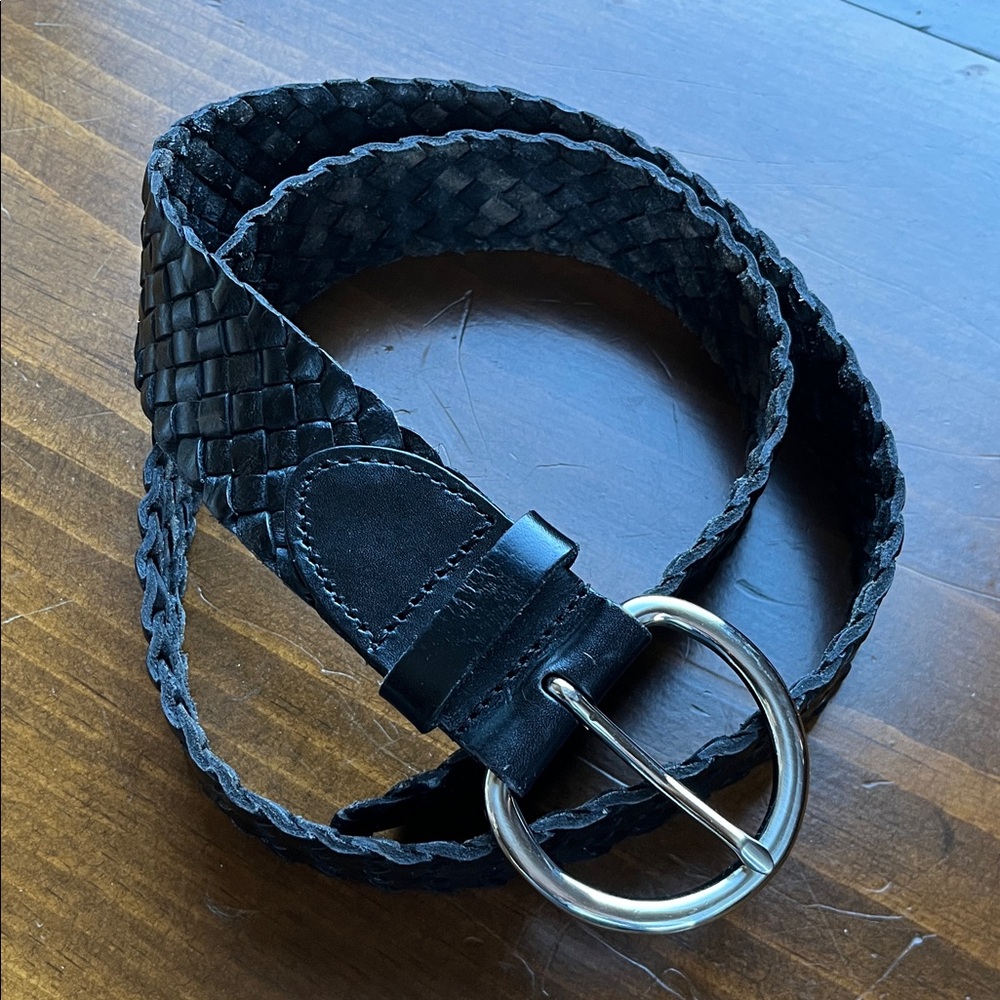 Talbots Genuine Leather Braided Black Belt - S